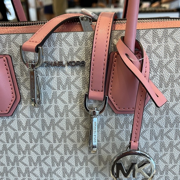 MICHAEL KORS
 Mercer Medium Logo and Leather Belted Satchel
Primrose Multi 
NWT - Picture 3 of 16
